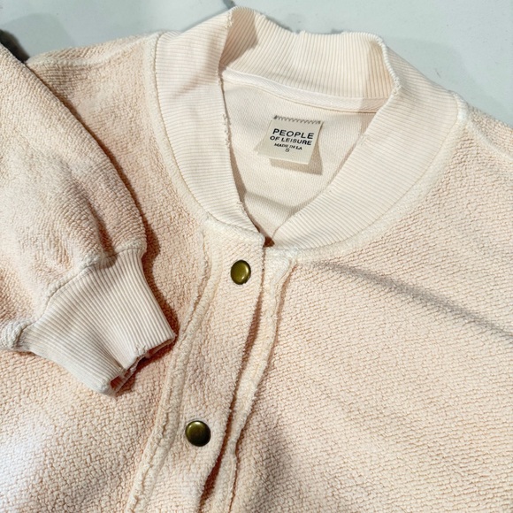 People of Leisure Cream Bomber Jacket button up size‎ small ribbed cuffs - Picture 1 of 11